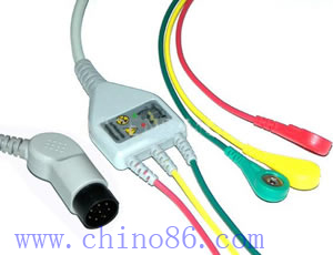 Nihon Kohden one piece three lead ECG cable with leadwire